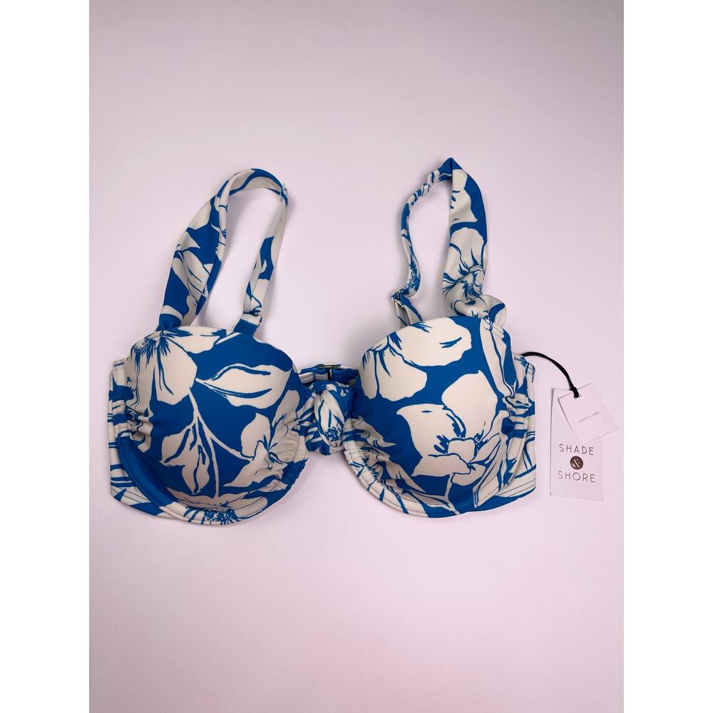 Shade & Shore Blue White Floral Underwire Bikini Top 34C NWT - Picture 2 of 8
